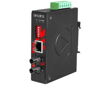 Antaira IMP-C100-ST-M-T - Compact 10/100TX To 100FX Industrial PoE+ Media Converter, Multi-Mode 2KM, ST Connector; EOT -40 Degre by ANTAIRA