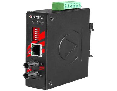 Antaira IMP-C100-ST-S3-T - Compact 10/100TX To 100FX Industrial PoE+ Media Converter, Single Mode 30KM, ST Connector; EOT -40 De by ANTAIRA