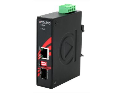 Antaira IMP-C1000-SFP - Compact Industrial Gigabit PoE+ Ethernet-to-Fiber Media Converter, 1*10/100/1000TX (PSE: 30W) to 1*100/1 by ANTAIRA
