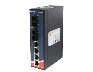 IPS-1042-FX-MM-SC-24V  - 4x 10/100TX (RJ-45) PoE+ (30Watts) with 2-port 100FX multimode fiber SC by ORing Industrial Networking
