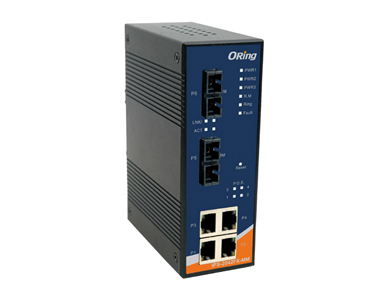 IPS-2042FX-MM-SC  - Rugged 4x 10/100TX (RJ-45) PoE@25Watts + 2x 100FX (Multi-Mode / SC) by ORing Industrial Networking