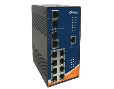 IPS-3082GC-24V - Rugged 8x 10/100TX (RJ-45) PoE @15.4Watts + 2x Gigabit Combo (SFP/RJ-45) by ORing Industrial Networking