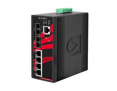 Antaira LMP-0602-M-24-T-V2 - 6-Port Industrial PoE+ Light Layer 3 Managed Ethernet Switch, with 4*10/100Tx (30W/Port) and 2*100F by ANTAIRA
