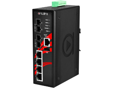 Antaira LMP-0602-M-V2 - 6-Port Industrial PoE+ Light Layer 3 Managed Ethernet Switch, with 4*10/100Tx (30W/Port) and 2*100Fx Mul by ANTAIRA