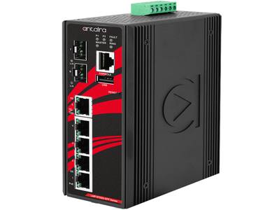 Antaira LMP-0702G-SFP-T-V2 - 7-Port Industrial Gigabit PoE+ Light Layer 3 Managed Ethernet Switch, w/4*10/100/1000Tx (30W/port), by ANTAIRA