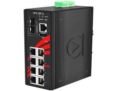 Antaira LMP-1002G-SFP-24-T - 10-Port IndustriaL PoE+ Light Layer 3 Managed Ethernet Switch, w/8*10/100/1000Tx (30W/port) + 2*100 by ANTAIRA