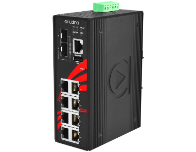 Antaira LMP-1002G-SFP-24 - 10-Port IndustriaL PoE+ Light Layer 3 Managed Ethernet Switch, w/8*10/100/1000Tx (30W/port) + 2*100/1 by ANTAIRA