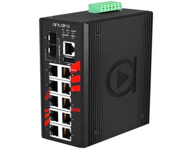 Antaira LMP-1202G-SFP-T - 12-Port Industrial Gigabit PoE+ Light Layer 3 Managed Ethernet Switch, w/8*10/100/1000Tx (30W/Port) + by ANTAIRA