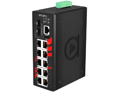 LMP-1202G-SFP - 12-Port Industrial Gigabit PoE+ Light Layer 3 Managed Ethernet Switch, w/8*10/100/1000Tx (30W/Port) + 2*10/100/1 by ANTAIRA