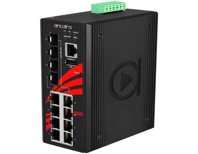 Antaira LMP-1204G-SFP-T - 12-Port Industrial Gigabit PoE+ Light Layer 3 Managed Ethernet Switch, w/8*10/100/1000Tx (30W/Port) + by ANTAIRA