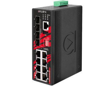 Antaira LMP-1204G-SFP-bt-T-BOS - 12-Port Industrial Gigabit IEEE 802.3bt PoE++ Light Layer 3 Managed Ethernet Switch, with 4*10/ by ANTAIRA