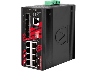 Antaira LMP-1204G-SFP-bt-T - 12-Port Industrial Gigabit IEEE 802.3bt PoE++ Light Layer 3 Managed Ethernet Switch, with 4*10/100/ by ANTAIRA