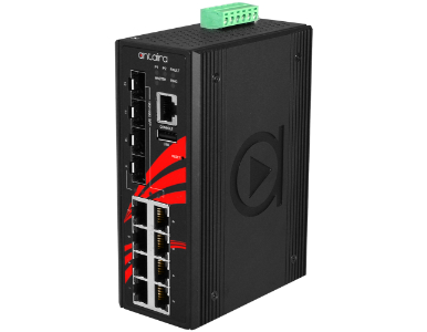 Antaira LMP-1204G-SFP - 12-Port Industrial Gigabit PoE+ Light Layer 3 Managed Ethernet Switch, w/8*10/100/1000Tx (30W/Port) + 4* by ANTAIRA