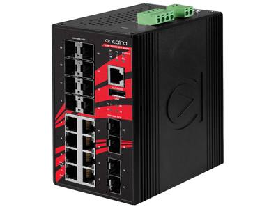 Antaira LMP-2012G-SFP - 20-Port Industrial Gigabit PoE+ Light Layer 3 Managed Ethernet Switch, with 8*10/100/1000Tx (30W/Port) a by ANTAIRA
