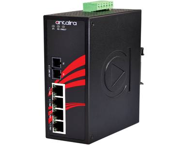 LNP-0501-M-24 - 5-Port Industrial PoE+ Unmanaged Ethernet Switch, w/4*10/100Tx (30W/Port) + 1*100Fx Multi-mode 2Km, 12VDC-36VDC by ANTAIRA