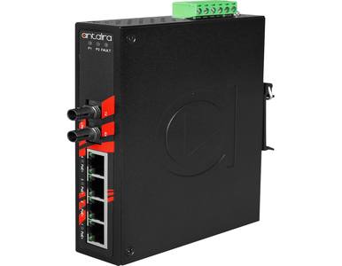 LNP-0501-ST-M-T - 5-Port Industrial PoE+ Unmanaged Ethernet Switch w/4*10/100TX (30W/Port) + 1*100Fx Multi-mode 2Km, ST Connecto by ANTAIRA