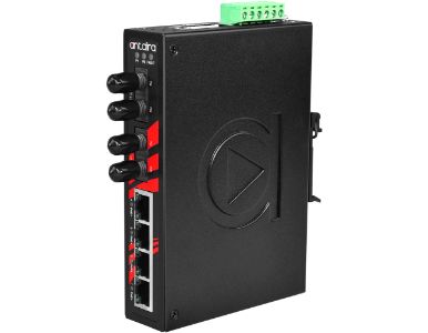 LNP-0602-ST-M-T - 6-Port Industrial PoE+ Unmanaged Ethernet Switch, w/4*10/100Tx (30W/Port), 2*100Fx Multi-mode 2Km, ST Connecto by ANTAIRA