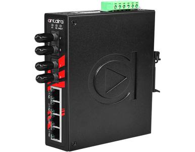 LNP-0602-ST-S3-T - 6-Port Industrial PoE+ Unmanaged Ethernet Switch, w/4*10/100Tx (30W/Port), 2*100Fx Single-mode 30Km, ST Conne by ANTAIRA