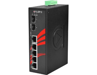 LNP-0702C-SFP-24 - 7-Port Industrial PoE+ Unmanaged Ethernet Switch, with 4*10/100Tx (30W/Port), 1*10/100Tx, and 2*100/1000 SFP by ANTAIRA
