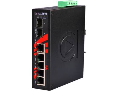 Antaira LNP-0702C-SFP-T - 7-Port Industrial PoE+ Unmanaged Ethernet Switch, with 4*10/100Tx (30W/Port), 1*10/100Tx, and 2*100/10 by ANTAIRA