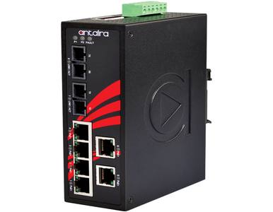 LNP-0802-M-24-T - 8-Port Industrial PoE+ Unmanaged Ethernet Switch, w/6*10/100Tx (30W/Port) + 2*100Fx Multi-mode 2Km, 12VDC-36VD by ANTAIRA
