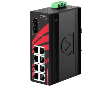 Antaira LNP-1002G-10G-SFP-24 - 10-Port Industrial Gigabit PoE+ Unmanaged Ethernet Switch with 8*10/100/1000Tx (30W/Port) and 2*1 by ANTAIRA