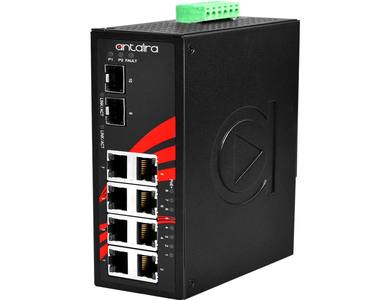 Antaira LNP-1002G-SFP-T-CC - 10-Port Industrial PoE+ Unmanaged Ethernet Switch, w/ 8*10/100/1000Tx (30W/Port) + 2*100/1000 SFP S by ANTAIRA