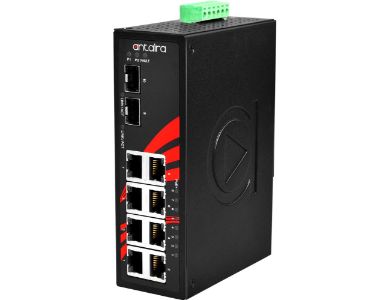Antaira LNP-1002G-SFP-T - 10-Port Industrial PoE+ Unmanaged Ethernet Switch, w/ 8*10/100/1000Tx (30W/Port) + 2*100/1000 SFP Slot by ANTAIRA