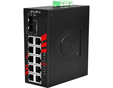 Antaira LNP-1202G-SFP-T - 12-Port Industrial PoE+ Gigabit Unmanaged Ethernet Switch, w/8*10/100/1000Tx (30W/Port), 2*10/100/1000 by ANTAIRA