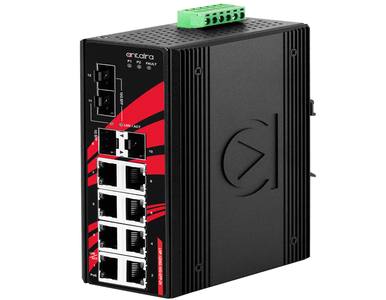 Antaira LNP-1204G-10G-SFP-24 - 12-Port Industrial Gigabit PoE+ Unmanaged Ethernet Switch, with 8*10/100/1000Tx (30W/Port), 2*1G by ANTAIRA
