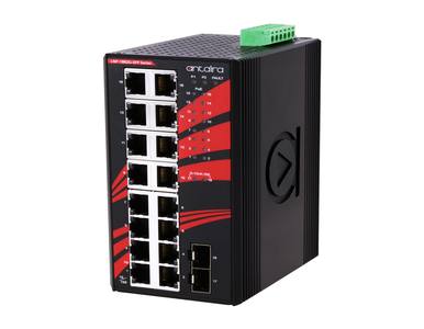 LNP-1802G-SFP-T - 18-Port Industrial PoE+ Gigabit Unmanaged Ethernet Switch, w/16*10/100/1000Tx (30W/Port) + 2*100/1000 SFP Slot by ANTAIRA