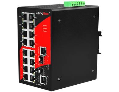 LNX-1802G-T - 18-Port Industrial Unmangaed Ethernet Switch, w/16*10/100TX + 2 *GigE Combo Ports; EOT: -40~80C by ANTAIRA
