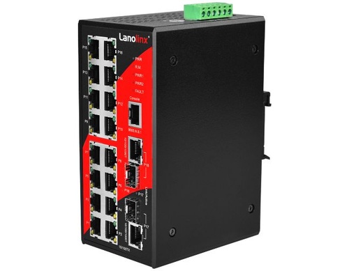 LNX-1802GN - 18-Port Industrial Managed Ethernet Switch, w/16*10/100Tx + 2*GigE Combo Ports by ANTAIRA