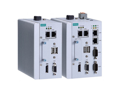 Moxa MC-1122-E4-T - x86 embedded computer with Intel Atom quad-core E3845 processor, 1 CFast socket, 1 VGA, 2 USBs, 4 GigaLANs, by MOXA