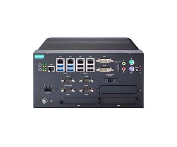 Moxa MC-7420-C1-DC - x86 computer with Celeron G3902E CPU, 5x LAN, 9x USB, 4x Serial, 2x SSD, DC power, 4x NMEA, 4DIO by MOXA