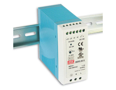 MDR-40-12 - 40 Watt Series / 12 VDC / 3.33 Amps Industrial Slim Single Output DIN Rail Power Supply by ANTAIRA