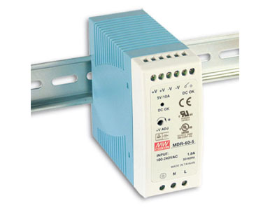 MDR-60-12 - 60 Watt Series / 12 VDC / 5.0 Amps Industrial Slim Single Output DIN Rail Power Supply by ANTAIRA