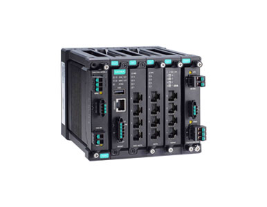 Moxa MDS-G4012 - Layer 2 full Gigabit modular managed Ethernet switch with 4 fixed Gigabit ports, 2 slots for optional 4-port GE by MOXA
