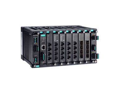 MDS-G4028-T - Layer 2 full Gigabit modular managed Ethernet switch with 4 fixed Gigabit ports, 6 slots for optional 4-port GE/FE by MOXA