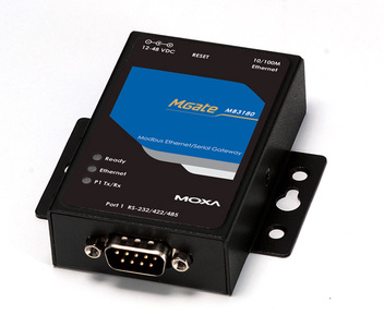 MGate MB3180 - 1 Port RS-232/422/485 Modbus TCP to Serial Communication Gateway by MOXA