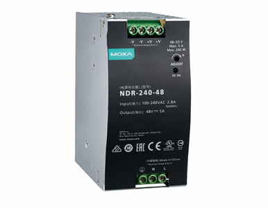 NDR-240-48 - 240 W/5.0 A DIN-rail 48 VDC power supply, universal 90 to 264 VAC or 127 to 370 VDC input voltage, -20 to 70 Degree by MOXA