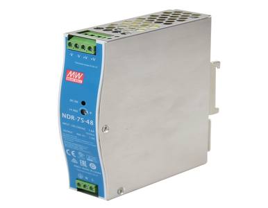 Mean Well NDR-75-48 - AC-DC Single output Industrial DIN rail power supply; Output 48Vdc at 1.6A; metal case by MEANWELL