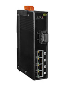 NS-205PFT - Multi-mode, ST Connector, 4 port 10/100 Mbps PoE with 1 Fiber port Switch by ICP DAS