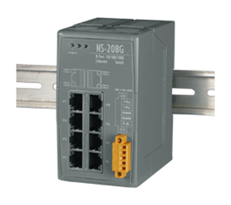 NS-208G - 1 Gb Industrial Ethernet Switch Hub (8 Ports), Plastic Case by ICP DAS