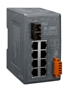 NS-209FC - Unmanaged 8 port Industrial 10/100 Base-T to 100 Base-FX Fiber Converter, SC connector by ICP DAS