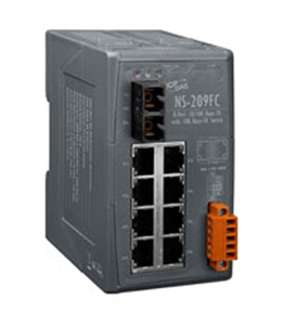 NS-209FCS - Single-Mode, 8 port Industrial 10/100 Base-T with 100 Base-FX Fiber Switch by ICP DAS