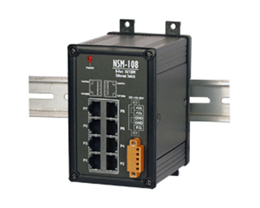 NSM-108 - 10/100 Mbps Industrial Ethernet Switch Hub (8 Ports), Compact Metal Case by ICP DAS