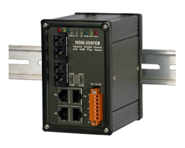 NSM-206FCS - 4 Port 10/100 Base RJ 45 with 2 Port Fiber Optic, SC Connector, Single-Mode, Metal Case by ICP DAS