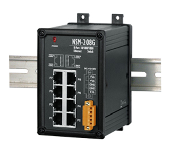 NSM-208G - 1 Gb Industrial Ethernet Switch Hub (8 Ports), Metal Case by ICP DAS
