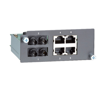 Moxa PM-7200-2MST4TX - Fast Ethernet Module with 2 multi-mode 100BaseFX ports with ST connectors and 4 10/100BaseT(X) ports with by MOXA